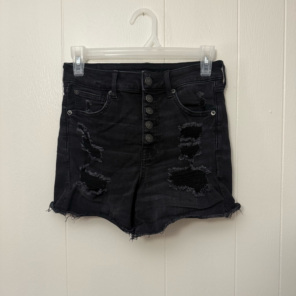 American Eagle Distressed Black Denim Shorts